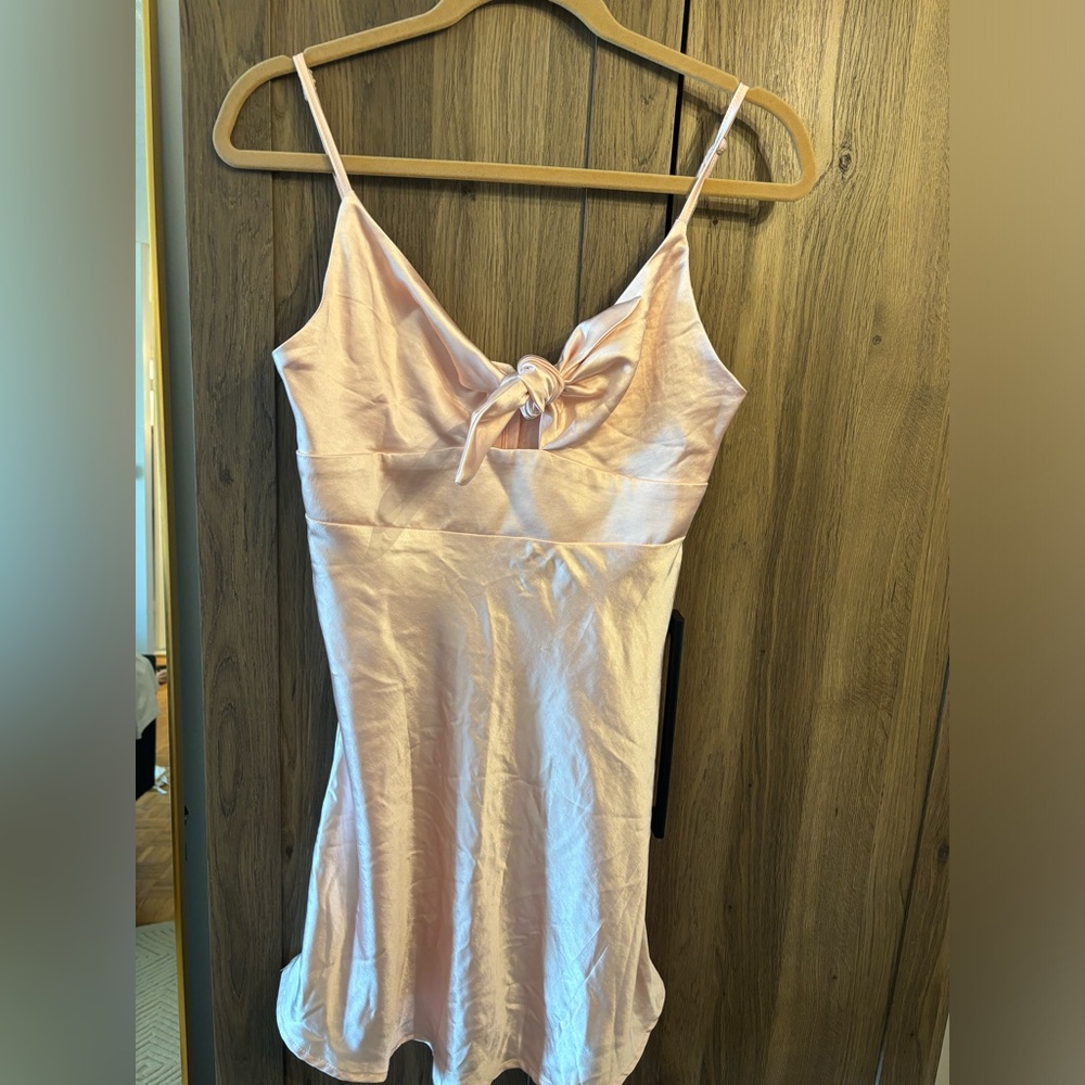 Selfie Leslie Pink Satin Mini Dress